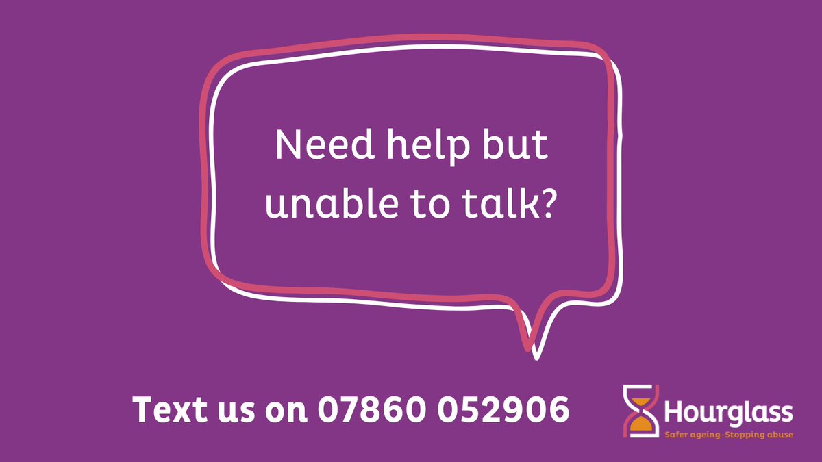 Do you need help and are unable to call our helpline? We also offer a free texting service on 07680 052907  for anyone in need of confidential information and support. Find out more about our services here: wearehourglass.org/hourglass-serv…