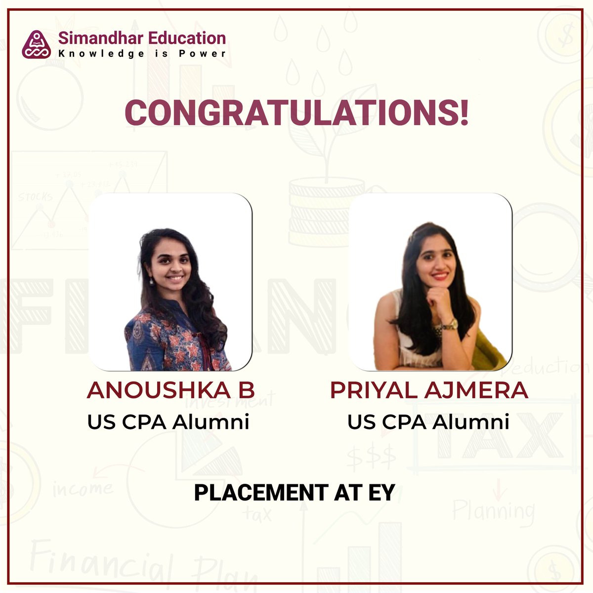 SimandharEdu's tweet photo. #EY #ThinkCPAThinkSimandhar #ThinkCMAThinkSimandhar #cpa #cma #cpausa #cmausa #placements #students #success #accounting #finance https://t.co/QMX62DU0Wp