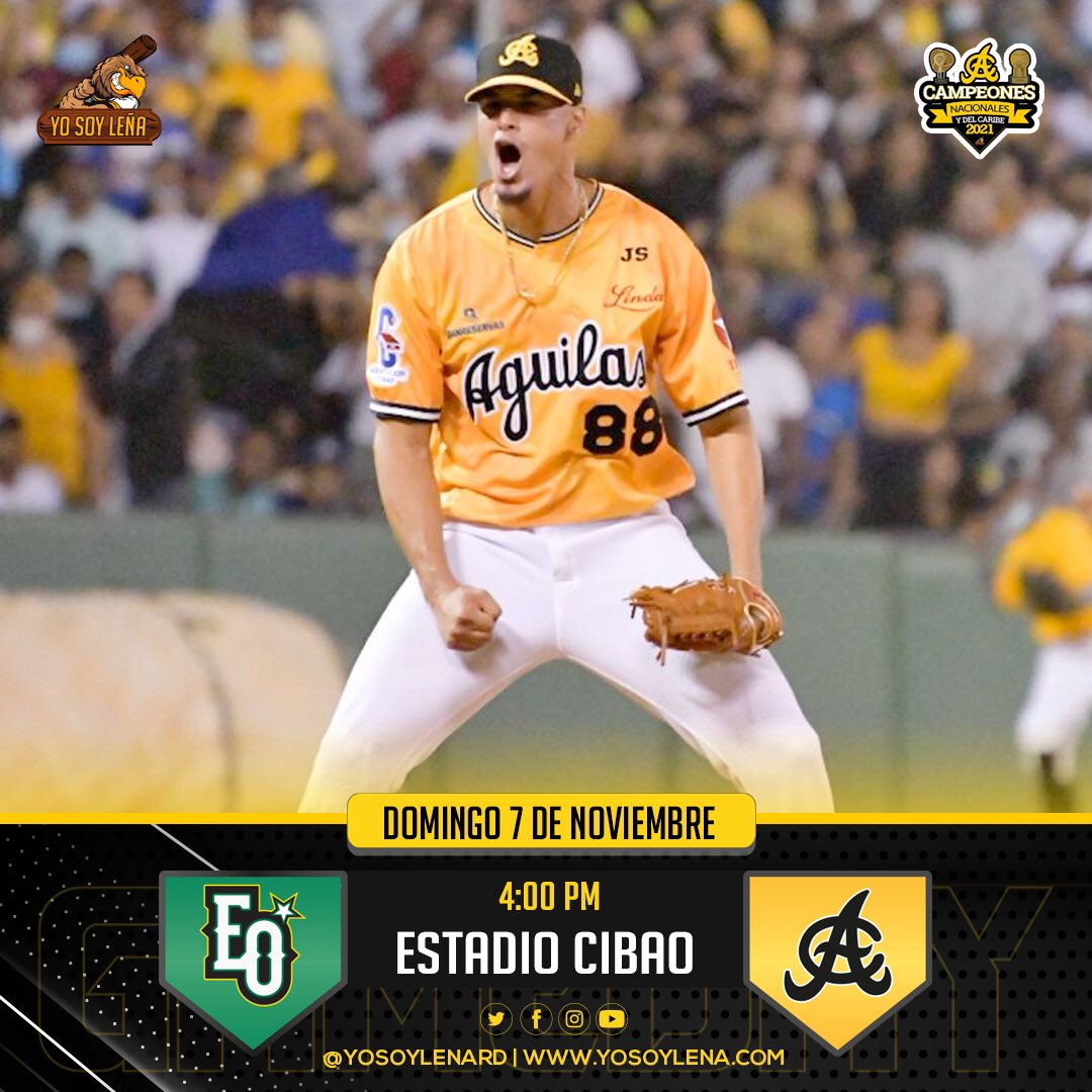 YoSoyLenaRD's tweet photo. G A M E D A Y
Los Campeones Nacionales y del Caribe, @aguilascibaenas reciben por primera vez esta temporada a @EOBASEBALLCLUB
⌚️4:00 PM
🏟 Estadio Cibao
📺 Teleuniverso 29
📻 CDN Radio
💻 MLB TV
#YoSoyLeña #LIDOM #EOvsAC #EquipoGrade #WinterBall https://t.co/enIjsgoFXa