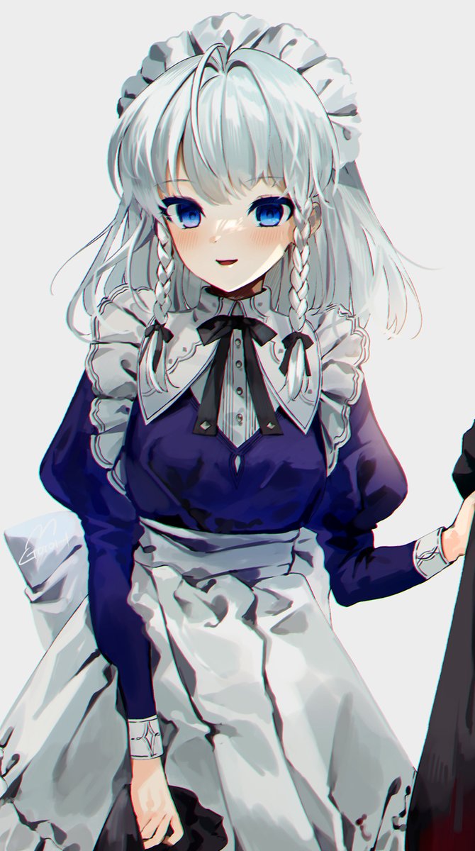 izayoi sakuya 1girl braid blue eyes maid headdress long sleeves solo twin braids  illustration images