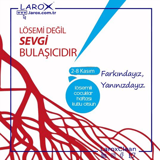 LaroxClean's tweet photo. Lösemi değil, sevgi bulaşıcıdır.2-8 Kasım Lösemili çocuklar haftası kutlu olsun.Farkındayız, yanınızdayız...

#laroxclean #lösemideğiliyilikbulaşır #lösemi #lösemideğilbizgüçlüyüz #lösemiilemücadele #lösemiliçocuklarhaftası #kanserledans #çocuk #lösev https://t.co/n4txKOX4s7