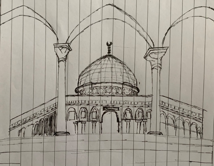 بالرصاص رسم مسجد بسيطة رسومات