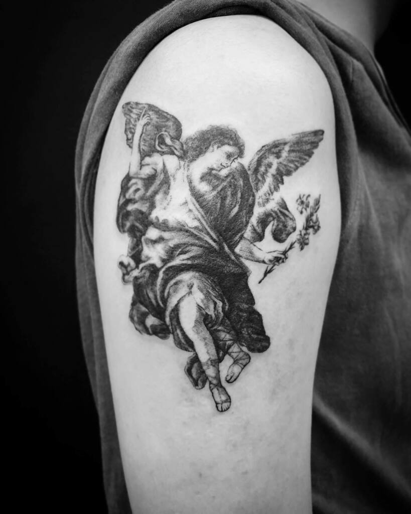 Reikotattoo 大天使ガブリエル ルカ ジョルダーノ 受胎告知 Gabriel Lucagiordano Annunciation Tattoo Reikotattoo Studiokeen Japan Nagoyatattoo Irezumi タトゥー 刺青 名古屋 大須 矢場町 T Co F1uiqi0ao1 T