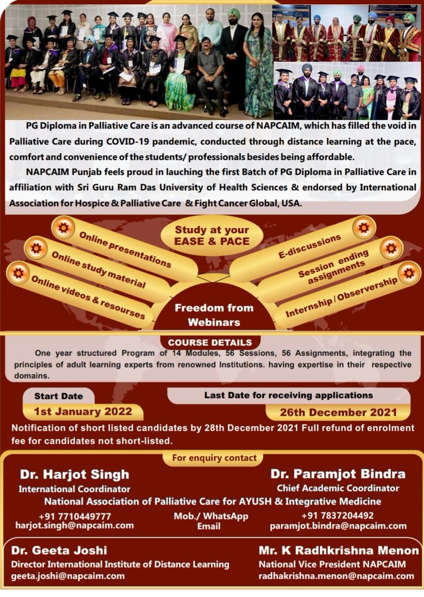 napcaim's tweet photo. #PGDiploma in #PalliativeCare @napcaim_iidl @napcaim @piyushgupt_ @caidsindia @IAHPC @FightGlobal https://t.co/e6ZsA9jOlS