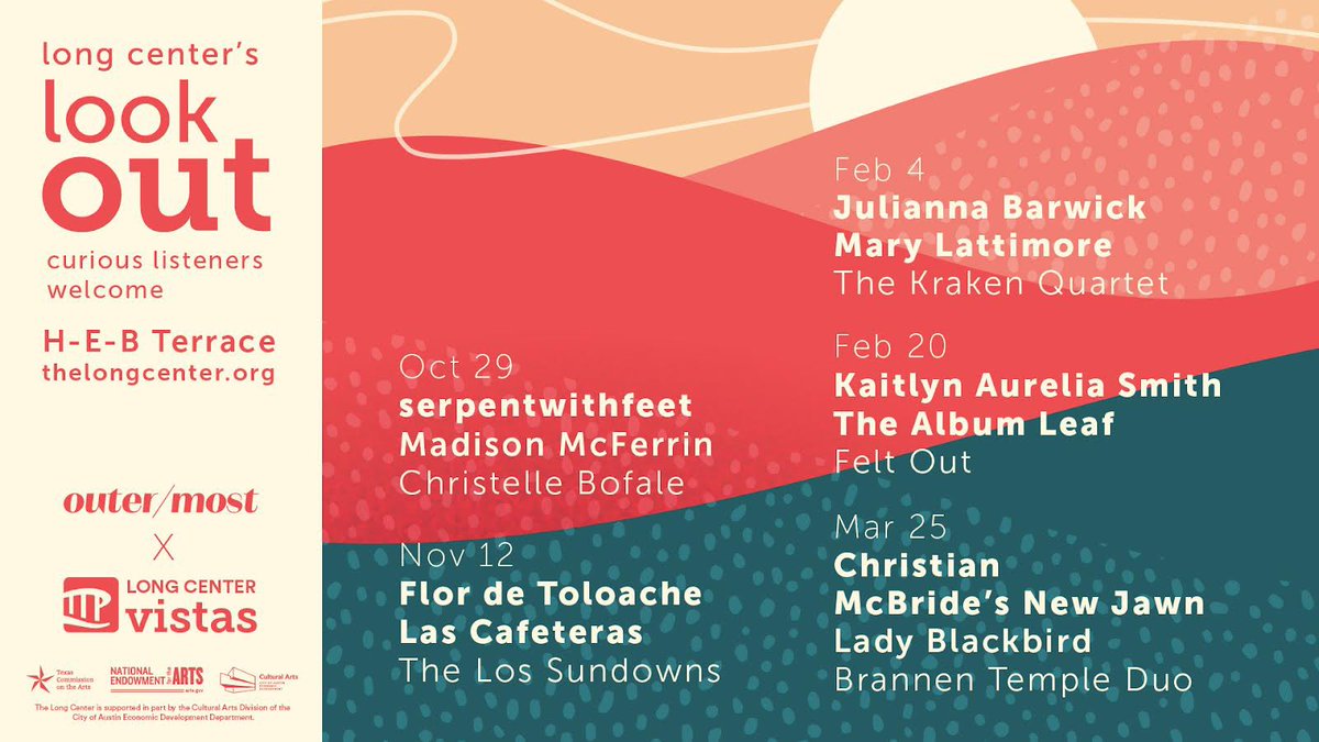YHPAA's tweet photo. YHPAA Members! @longcenter is offering you half-off tickets to attend the lookOUT show on Friday, November 12 to enjoy performances by @flordetoloache, @lascafeteras and The Los Sundowns! Tickets: https://t.co/akKvAC9Ply

#yhpaa #thelongcenter #austin #austintexas #atx https://t.co/v2ErrAhstq