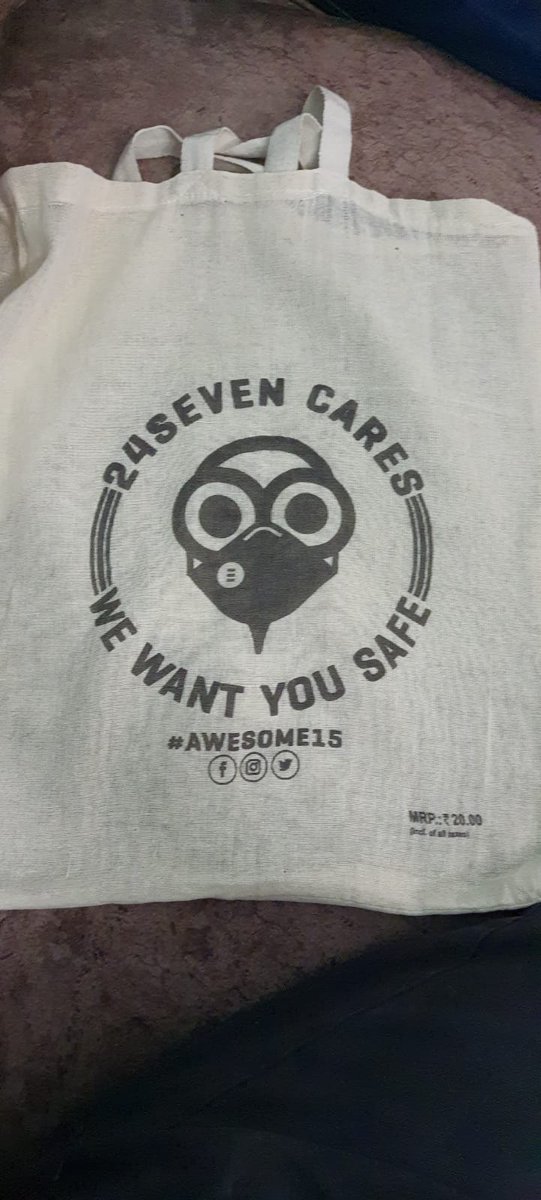 KoolPashy's tweet photo. @jagograhakjago I brought some things from 24Seven and they charged me for a bag that had their brand name on it, I told them that it is not right to charge for a bag that has your brand name printed on it as per the law but they said no law like that. Please help https://t.co/MSjcgTmaCI
