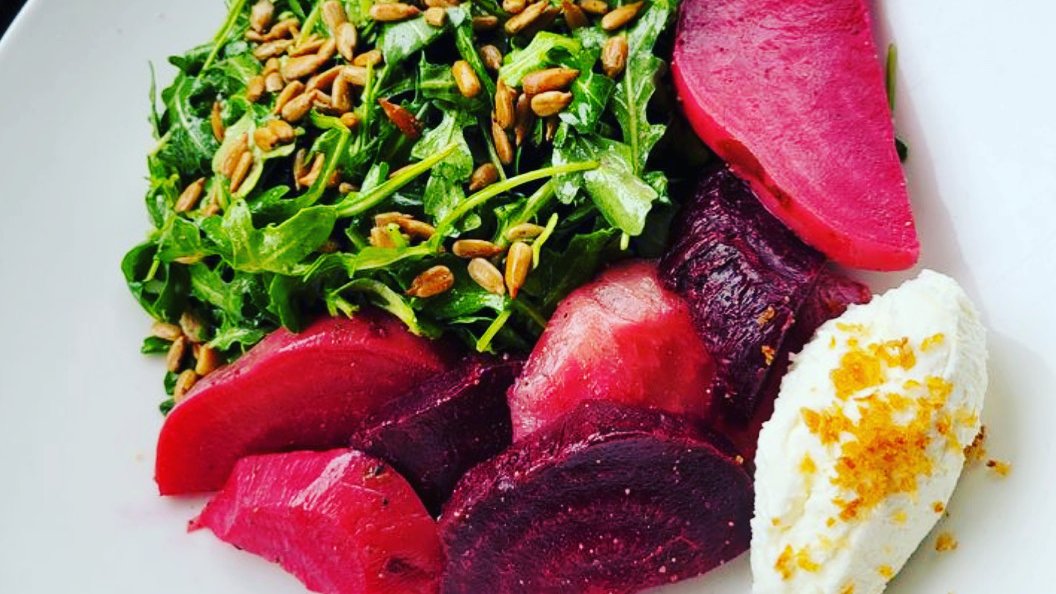 Showroom21701's tweet photo. Enjoy one of our favorite salads at Brunch or Dinner: Roasted beets with goat cheese mousse, arugula, sherry dijon vinaigrette, & roasted sunflower seeds.
#frederickbrunch #frederickdinner #frederickbreakfast #fredericklunch #downtownfrederick #frederickvegitarian #frederickmd https://t.co/7i7eytsdsR