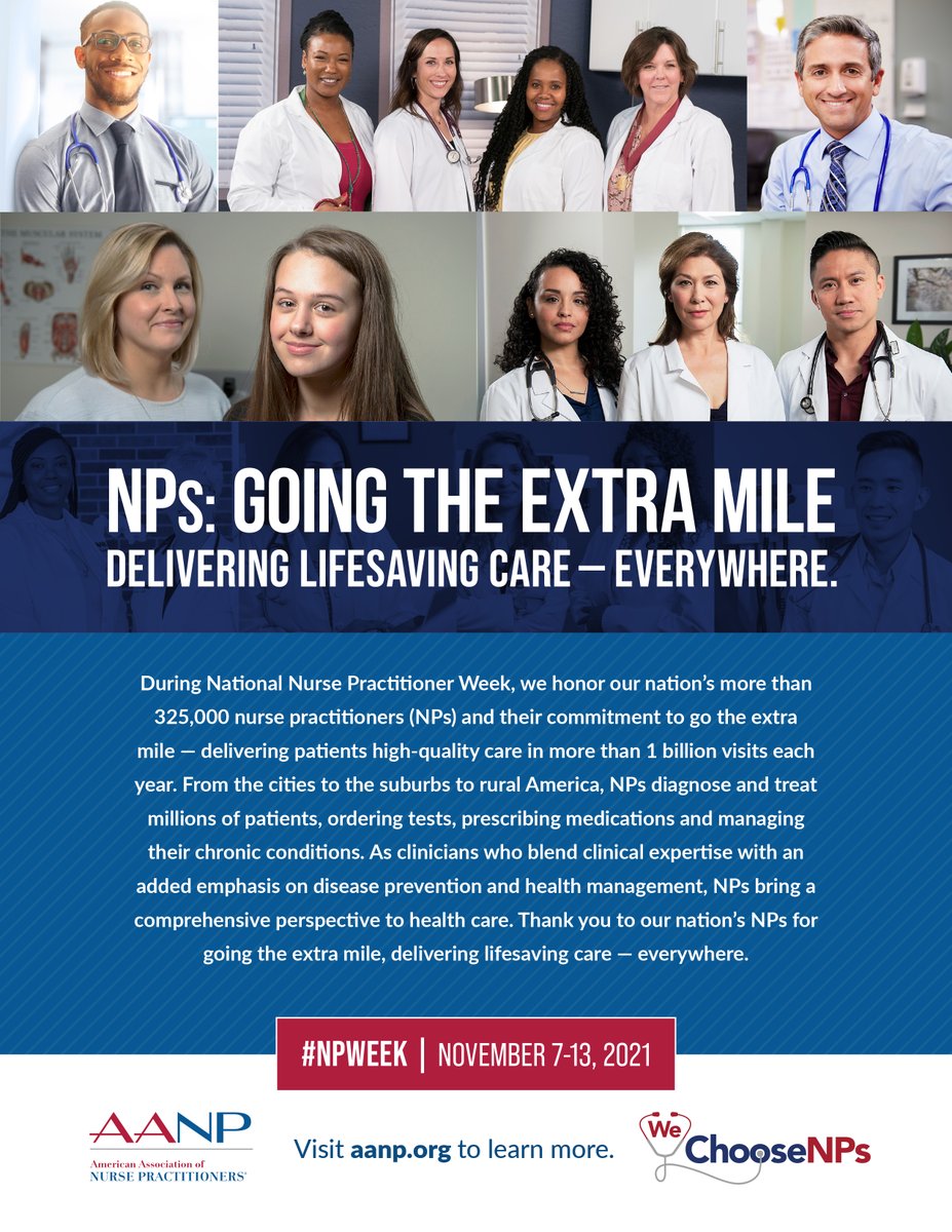 AANP_NEWS's tweet photo. It's National Nurse Practitioner Week, Nov. 7-13, celebrating the outstanding contributions of more than 325,000 NPs nationwide. Join the #NPweek conversation: https://t.co/g3mNYafAzO #NPsLead https://t.co/KeaPawO2au