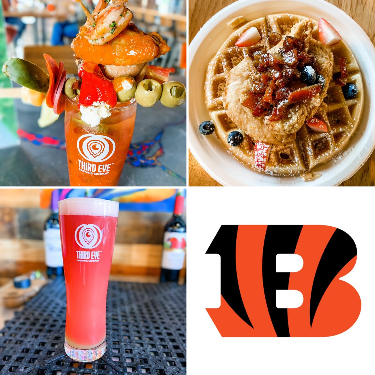 ThirdEyeBrew's tweet photo. #sundayfunday is here! Bloody Mary bar and chicken &amp; waffles (11 AM - 2 PM), beermosas all day and football on our many TVs! See you soon!  

#bloodymarys #SundayFootball #GoodThingsAreBrewing #GoodThingsAreCooking #LiveLifeDoGoodDrinkBeer  #DrinkLocal #Sharonville #OhioCraftBeer https://t.co/nCUrmjg5FO