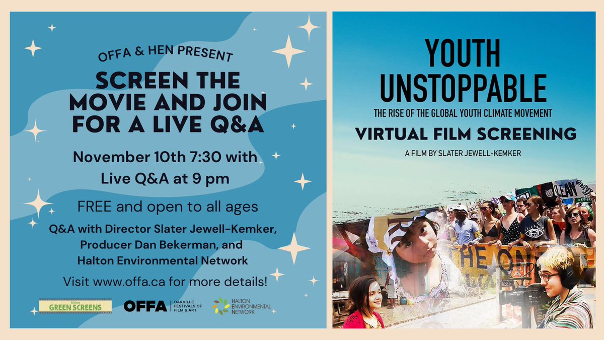 Join November 10th at 7:30 for a Free Screening of Youth Unstoppable, then stay for a LIVE Q&amp;A at 9 pm with Live Q&amp;A with special guests

Use HENOFFAcomp2021 for discounted ticket, get your tickets at  buff.ly/31oJrHl 

<a href="/theOFFA/">OFFA</a> <a href="/yuteunstoppable/">YouthUnstoppable</a>