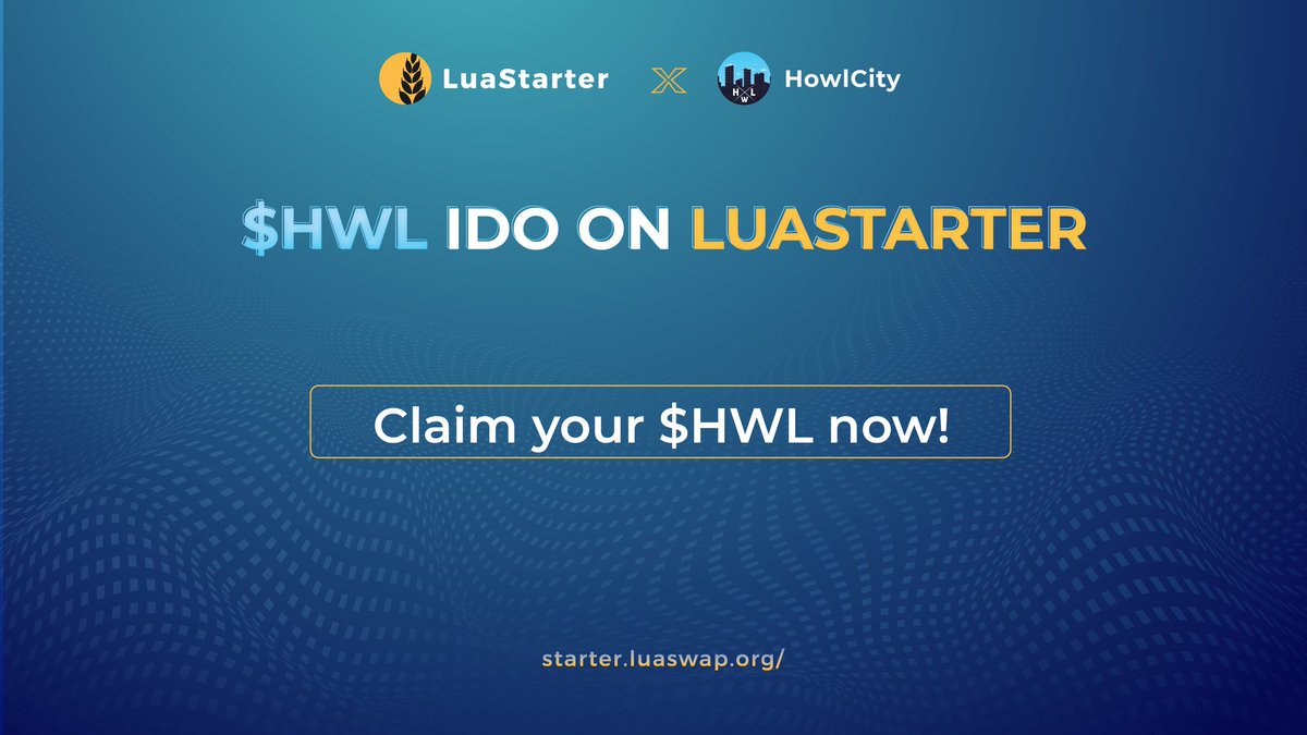 Hey everyone! It's claim time for $HWL Tokens 🤑 Go to #LuaStarter and collect your bag now 🎁 At this point, 15% of your $HWL will be claimed. The rest will be a linear vesting over 6 months. $HWL also gets listed directly on @PancakeSwap today!🚀