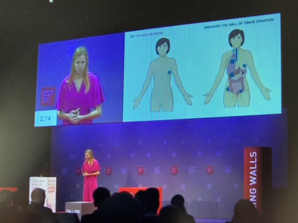 ChristineDesme2's tweet photo. Very proud of @GeukensTatjana presenting our #UPTIDER post-mortem tissue donation program to advance research on metastatic breast cancer at @Falling_Walls. Grateful to all patients (and their families!) accepting to donate tissue. 🙏 @Onco_KULeuven https://t.co/yS64fIqS6B