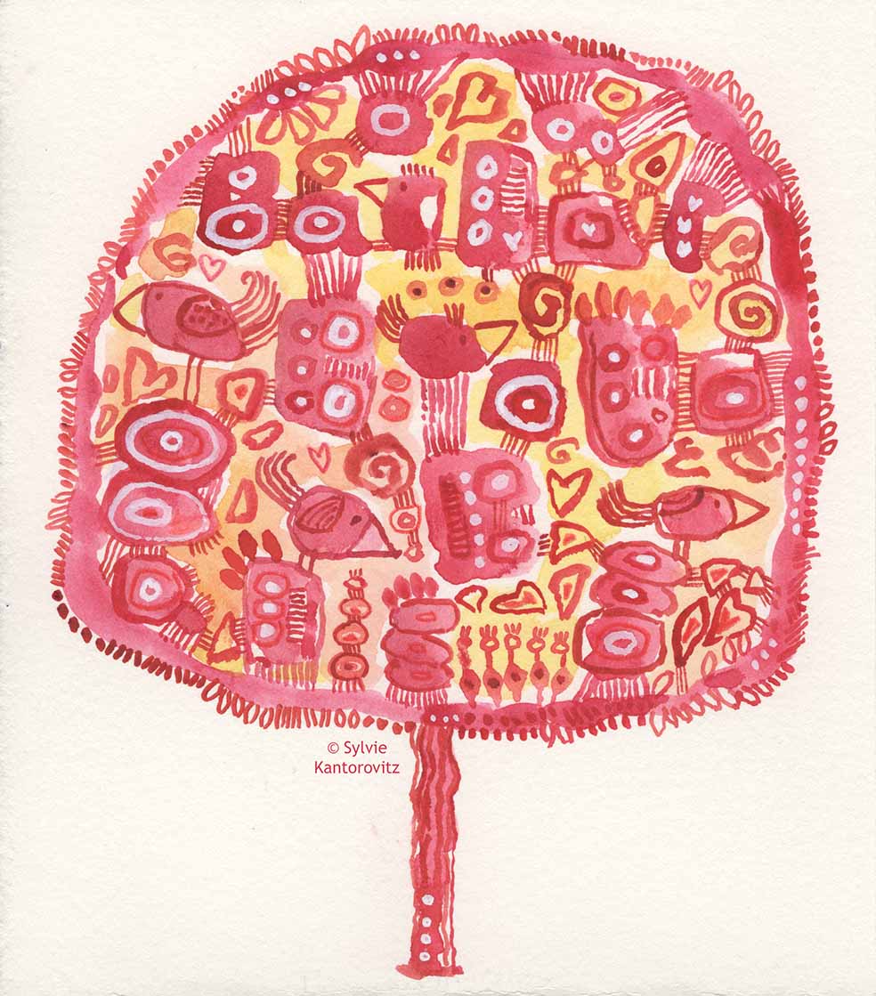 SylvieKant's tweet image. On this gorgeous Sunday: a busy little tree full of life!   
#FromTheDrawingTable #JustForFun #Watercolor 
#Trees  #MagicTrees #Plants #Birds #MagicWorld #Whimsical