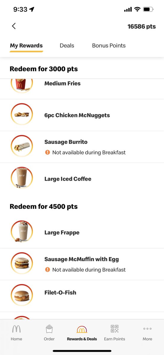 dezreid's tweet photo. @McDonalds please fix your app. All too often I get this not available during the particular meal time.   This was breakfast time 8 am. Happens more times then not https://t.co/jpojUwVatC