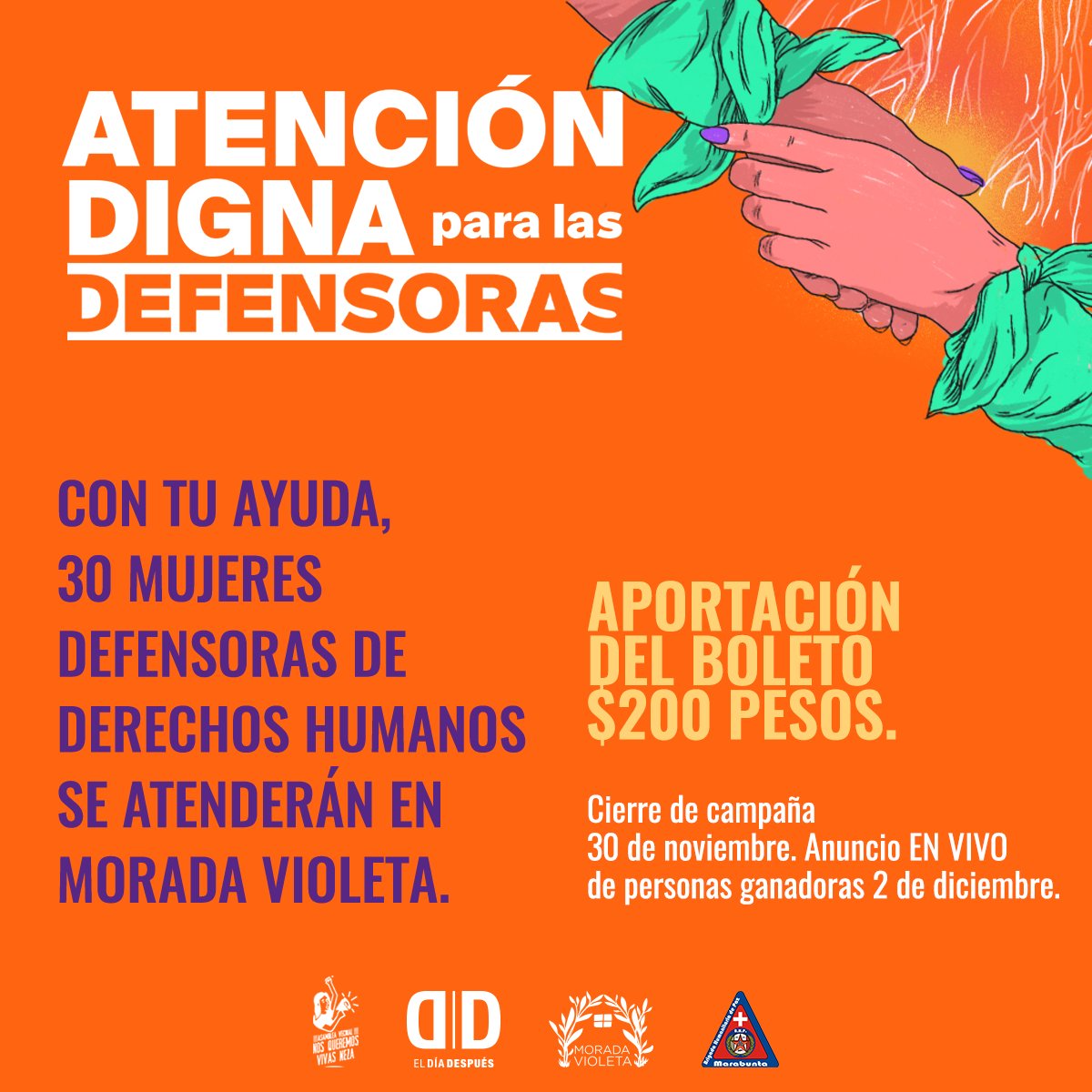 moradavioletamx's tweet photo. Las mujeres defensoras nos necesitan. Desde @moradavioletamx en alianza con @eldiadespuesmx lanzamos esta rifa solidaria para las morras de @VivasNeza y @BrigadaMarabunt
Compra tus boletos en esta liga 👉🏽 https://t.co/PxrcDD64rO
#DefenderALasDefensoras #25N" https://t.co/TvhFqu31Sn