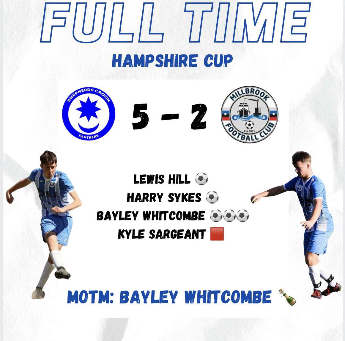 Shepherd’s Crook FC (@shepscrookfc) on Twitter photo South Coast is blue!
10 man Crook breezed passed scummers and into to the 🎩 for next round!
Sarg had to leave one on them and take the red 👏
#UTC #PFC #657 <a href="/HFA_CountyCups/">Hampshire FA County Cups</a> <a href="/Pompey_Football/">Portsmouth Football</a> South Coast is blue!
10 man Crook breezed passed scummers and into to the 🎩 for next round!
Sarg had to leave one on them and take the red 👏
#UTC #PFC #657 <a href="/HFA_CountyCups/">Hampshire FA County Cups</a> <a href="/Pompey_Football/">Portsmouth Football</a>