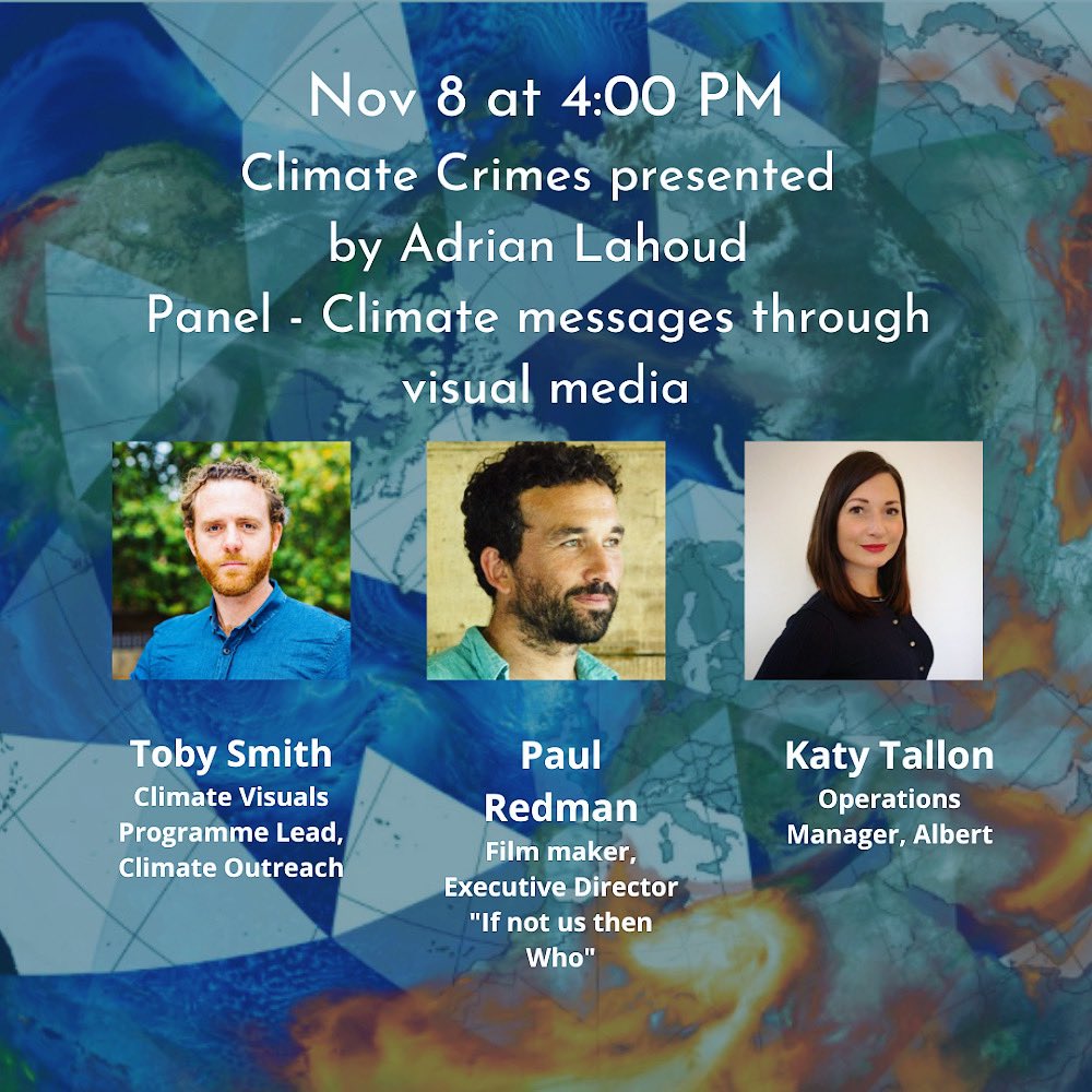 Visual media can be our best asset to facilitate behavioral change and support local action in the fight against #climatechange. Our 3rd panel featuring @AdrianLahoud, <a href="/Redman_Paul/">Paul Redman</a>, <a href="/tobysmithphoto/">Toby Smith</a> and Katy Tallon will focus on the criticality of effective climate communication.