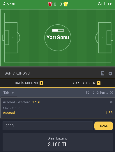 canlı Bahis
 dk 46 Arsenal 0 - 0 Watford
sıradakı gol ev guven 10/9
ms 1 guven 10/7

#canli #live #canlibahis #iddaa #gol #nesine #sahadan #mackolik #besiktas #galatasaray #fenerbahce #trabzonspor #bahis #kazanc #nba #football #basketball #futbol #basketbol
#tipster #tips