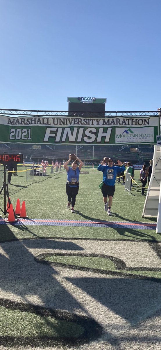 awkwardmaggs's tweet photo. My dad and sister ran a half marathon together this morning in WV. Here is me at the exact moment they finished. https://t.co/Cuy1EVzosg
