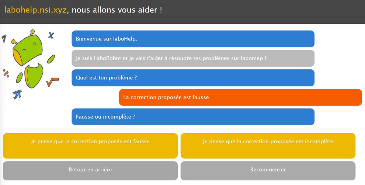 nsi_xyz's tweet photo. #Labomep mini-tuto n°01 - La correction est fausse 🤔
Un élève vous envoie un message vous expliquant que la correction de labomep est fausse, il vous suffit de l'envoyer vers labohelp !
https://t.co/CUrCyS3R8P
Il n'y a pas que Wims dans la vie ! 😆 https://t.co/d8Fvs2e21Y