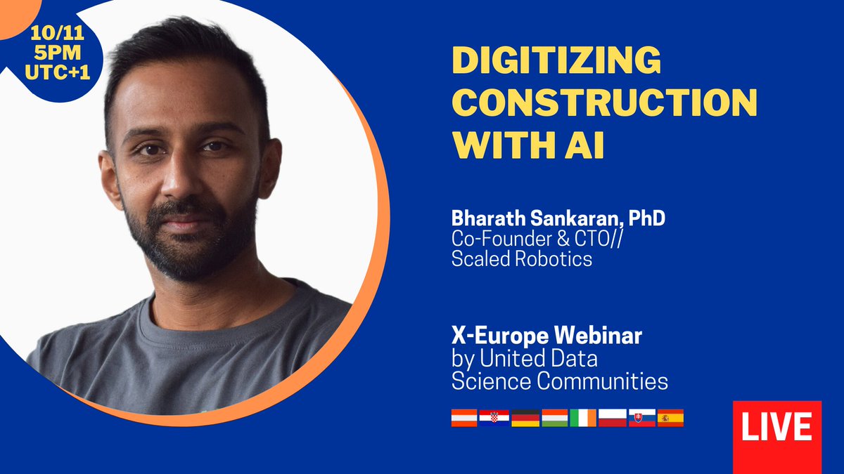 PyDataBA's tweet photo. #PyDataSK #PyDataBA Meetup/Webinar #24 [@BharathSankara1/@scaled_robotics on #Robotics &amp; #AI] 10/11, 6:00pm CET #Data #xeurope @PyData #MachineLearning @NumFocus #ML @PyDataGlobal #rstats #PyData #DataScience 
Join us:https://t.co/sZmuemHfdA
RSVP:https://t.co/3HIJQbHzOO
@aleixrvr https://t.co/bszx8kaQPN