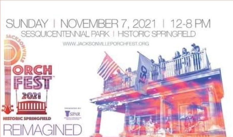 SPARJax's tweet photo. No Porchfest yesterday? GOOD NEWS! We're hosting a smaller version of Jax Porchfest **TODAY**, Sunday, Nov 7th, 12-8pm, @ Sesquicentennial Park (1527 M. Main) &amp; adjacent porches! Dozen bands, good food, drink &amp; local vendors too..still FREE! 🥳🎵🎺🎸🎷🥁🎶
https://t.co/wNBpMByRSd https://t.co/elSaQIfPuL