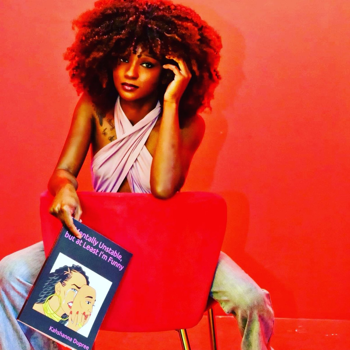 Shanna2Short's tweet photo. @NeceandCo @AMothersCry_JG @Imani_Wisdom My newest poetry book is called "Mentally Unstable but at Least I'm Funny". It touches on mental health, issues with self esteem (or lack of) and issues the black community faces. I also speak on how mental health affects relationships- romantic and platonic. https://t.co/8U8RdUmWtr