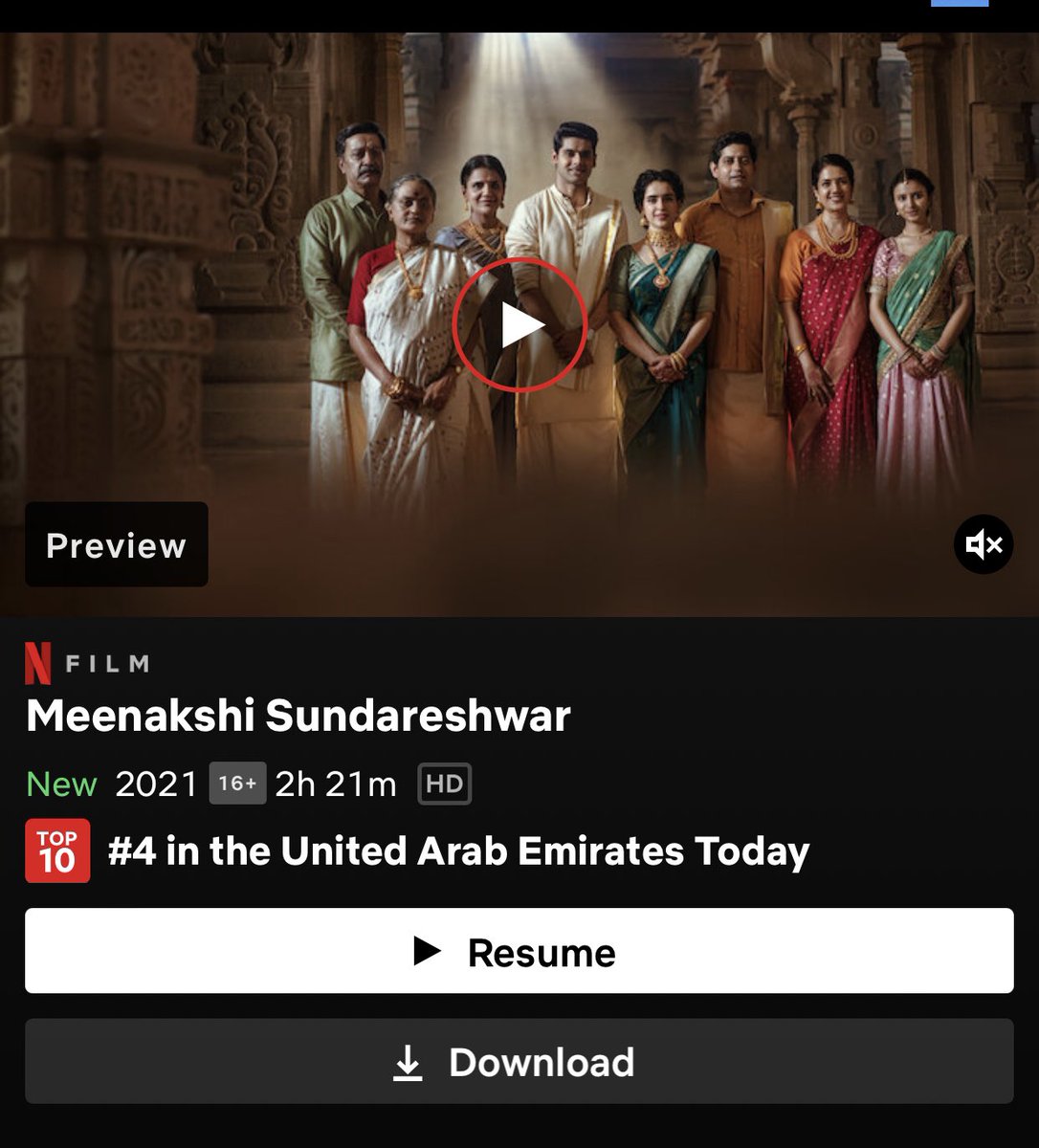 CodyCombsNEWS's tweet photo. My brother-in-law, @_dipankargupta, worked on this 🎬 movie that’s currently #4 in the UAE on Netflix! Check it out… #MeenakshiSundareshwar https://t.co/4J6deBDBDl