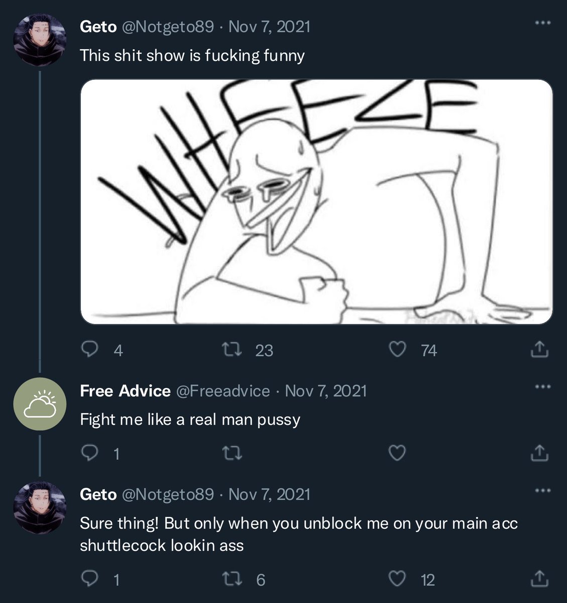 gegomiyakawa's tweet photo. 🚨And the beef continues🚨

Note: Gojo blocked Geto’s main acc, so Geto has been replying to him using his private acc

#AllYuuji #Nanaita #Goyuu https://t.co/p2z3Cjy8Eb