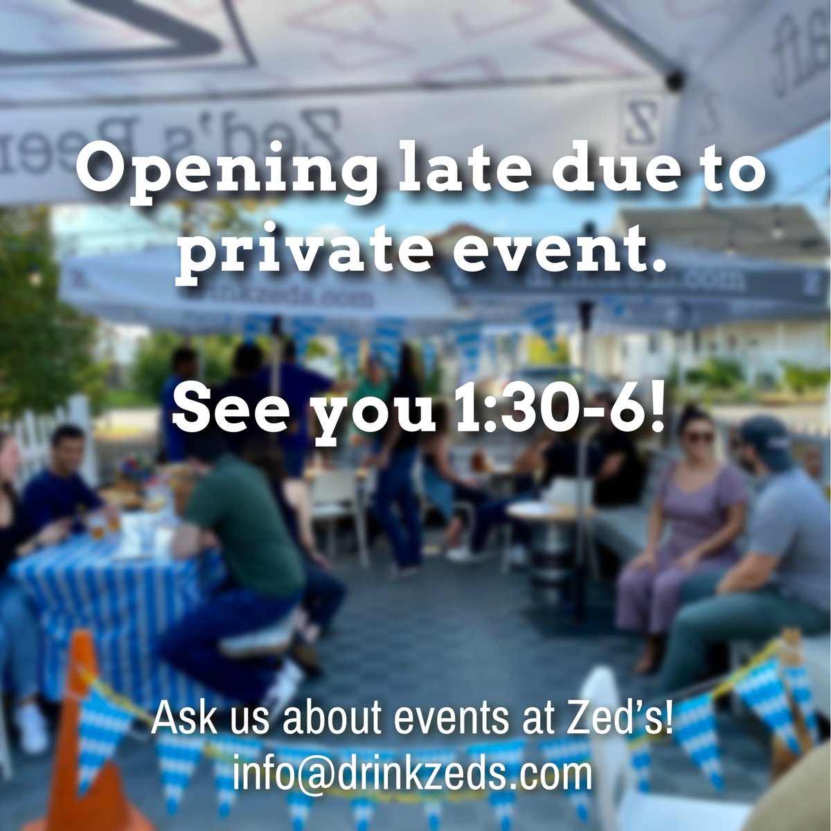 drinkzeds's tweet photo. #Zedsays we’re opening at 1:30 today due to a private event. Bet you’re wondering how you can host an event at Zed’s! 🤔Contact us to learn more: info@drinkzeds.com. #privateeventspace #sundaybeers #sundaycelebration #njcraftbeer #njbeer #drinklocal #drinkzeds https://t.co/fnNlKaGGJC