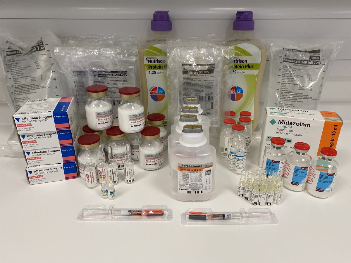 me_marco's tweet photo. Dette er alle de lægemidler, der kræves for at holde en #covid19dk patient i live i én dag på en intensivafdeling. Det eller bare en vaccine. https://t.co/vq2i69D3ut
