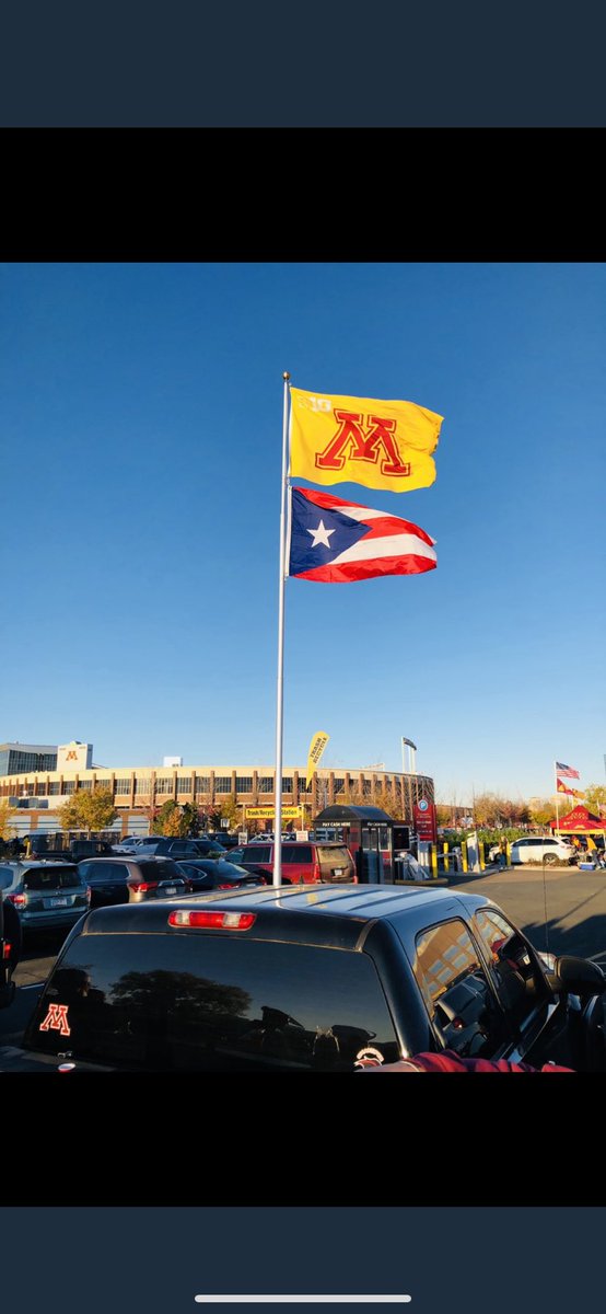 papirican21's tweet photo. I know I’m at the right tailgate when I see this! Appreciate you supporting my boy @MrThorman will see everyone vs Wisconsin. #PRflag #boricua #takeover #mypeople https://t.co/ik9hS1hg4a