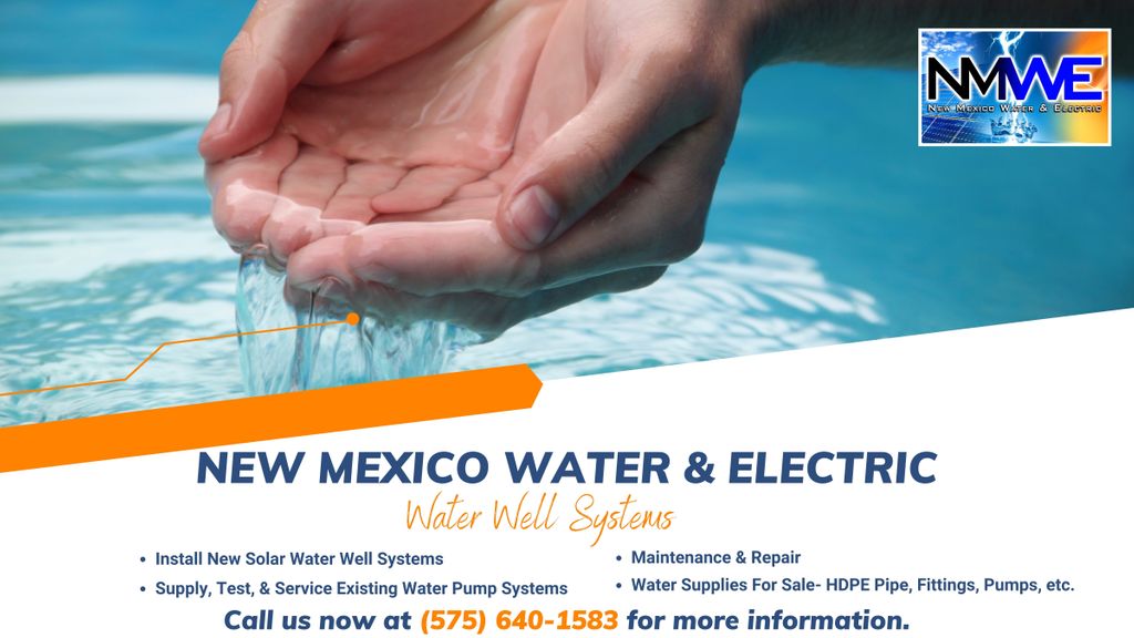 patrickmeltonky's tweet photo. New Mexico Water and Electric

Water Well Systems

- Install New Solar Water Well Systems
- Supply, Test, &amp; Service Existing Water Pump Systems
- Maintenance &amp; Repair
- Water Supplies For Sale- HDPE Pipe, Fittings, Pumps, etc.

Call us now at (575) 640-1583 for more information. https://t.co/pu6xZBtTwb