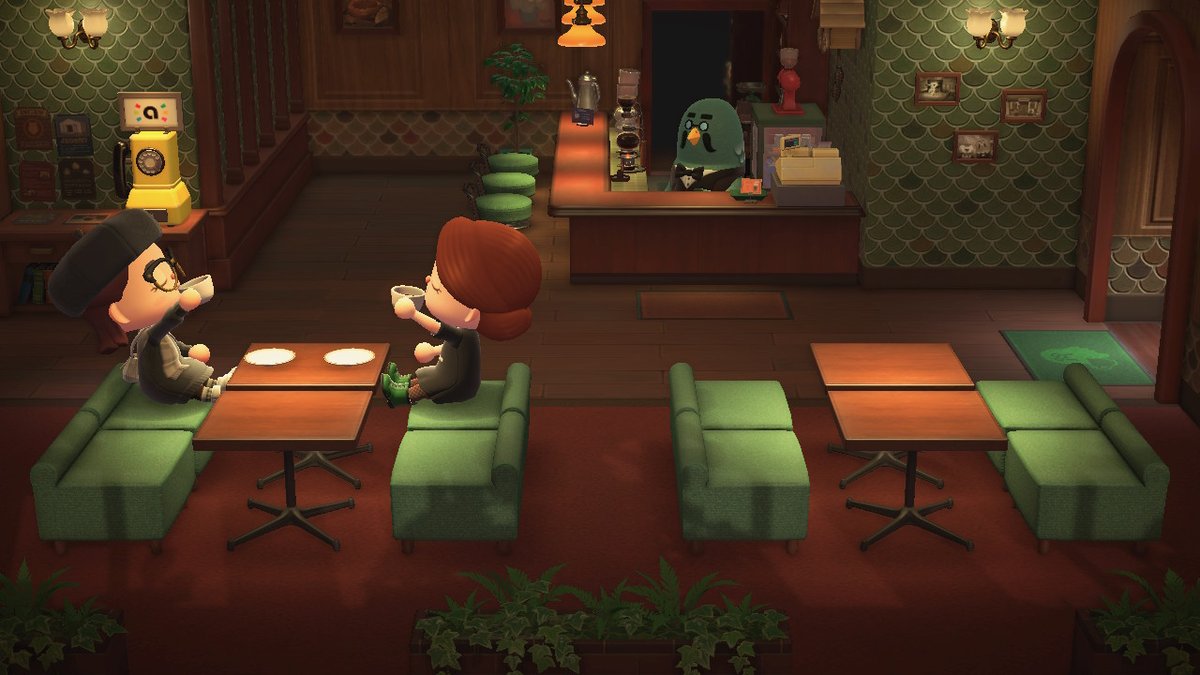 PettyBeach's tweet photo. Morning coffee with @dyannasaur #AnimalCrossing #ACNH #NintendoSwitch https://t.co/9k3blIdm2X
