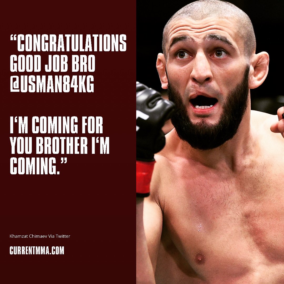 Current_MMA's tweet photo. Khamzat Chimaev congratulates Kamaru Usman on his victory. 

#UFC268 https://t.co/E8SUDktRxp