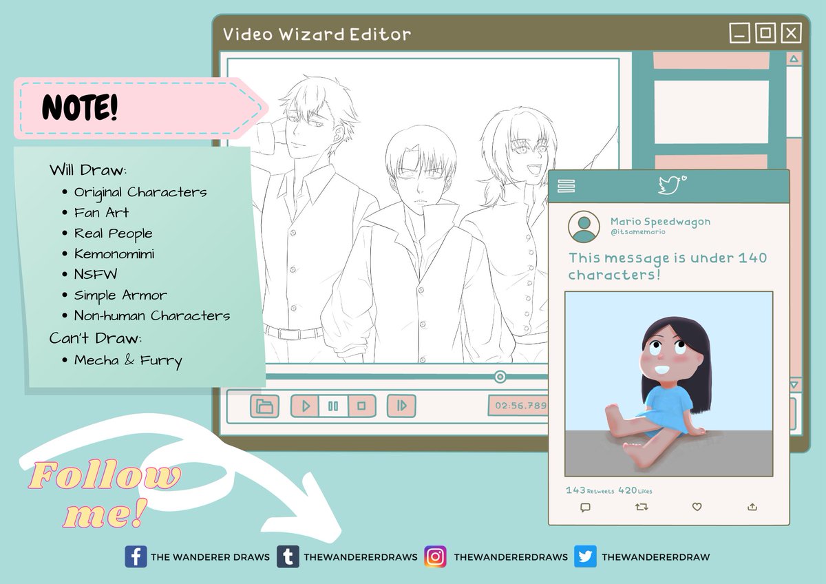 TheWandererDraw's tweet photo. COMMISSION INFO! ( ˙▿˙ )

#CommissionsOpen #OpenCommissions #TakingCommissions #ArtCommissions #ArtCommish #CommissionList #CommissionSheet #Commish #Art #ArtPH #DigitalArt #DigitalIllustration #FanArt #OC #OriginalCharacter #ArtistsonTwitter #Update https://t.co/XabrLceAXt