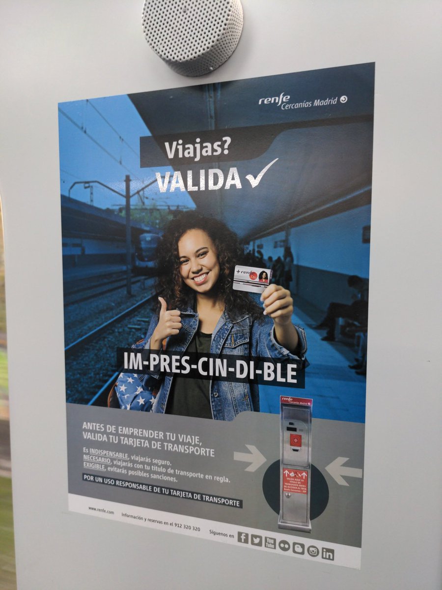 grbrba's tweet photo. @CercaniasMadrid @Renfe preciosa campaña, pero es IM-PRES-CIN-DI-BLE que pongáis una máquina para validar en la vía 12 de Chamartín o arriba, en la zona de venta. Porque este cartel parece de cachondeo 🤦 https://t.co/F3baxOXJcn