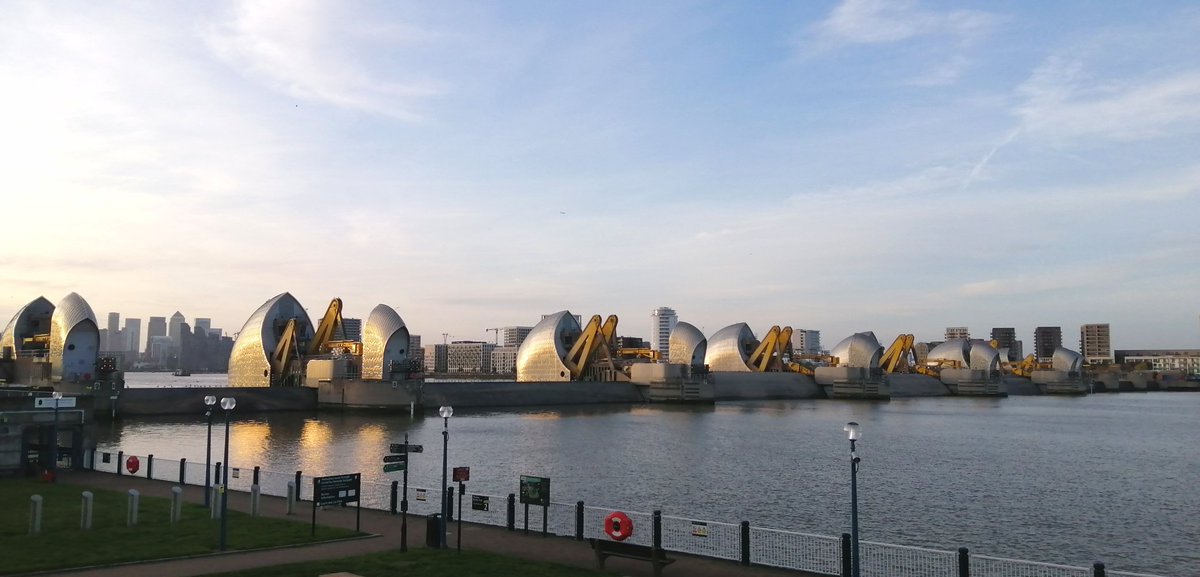 Cycled past the #ThamesBarrier today to see it in action. Always impressed by this feat of engineering!
