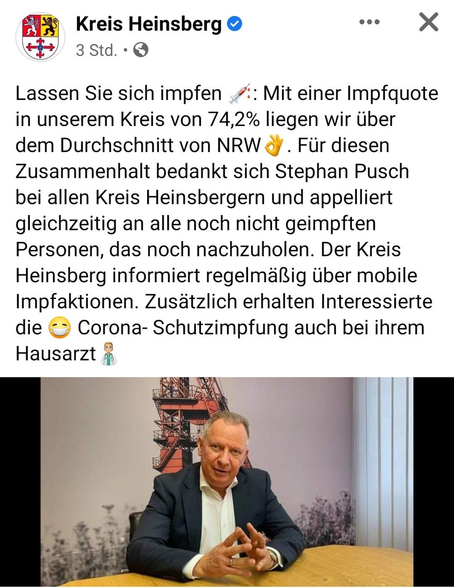 Baghi161's tweet photo. Ich bewundere #StephanPusch wirklich sehr....Heinsberg hatte den ersten Corona Fall in NRW. Sein Engagement in der Corona Krise ist bemerkenswert und zeigt sich deutlich in der Anzahl der geimpften Menschen ✊

#KreisHeinsberg https://t.co/RmEItf7mBD