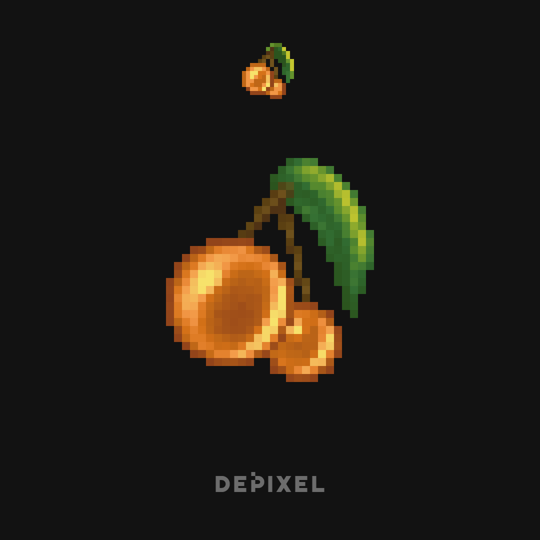 PolyFlore's tweet photo. Glow Berries from #Minecraft 1.17 upscaled for #Depixel. https://t.co/rpe392DwKP