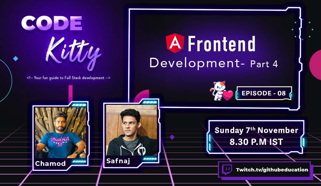 GitHubEducation's tweet photo. ๐ด We're going LIVE! Join for the 8th episode of #CodeKittyShow
๐บ https://t.co/5OVuRDnWye https://t.co/oTaLdcSSDp