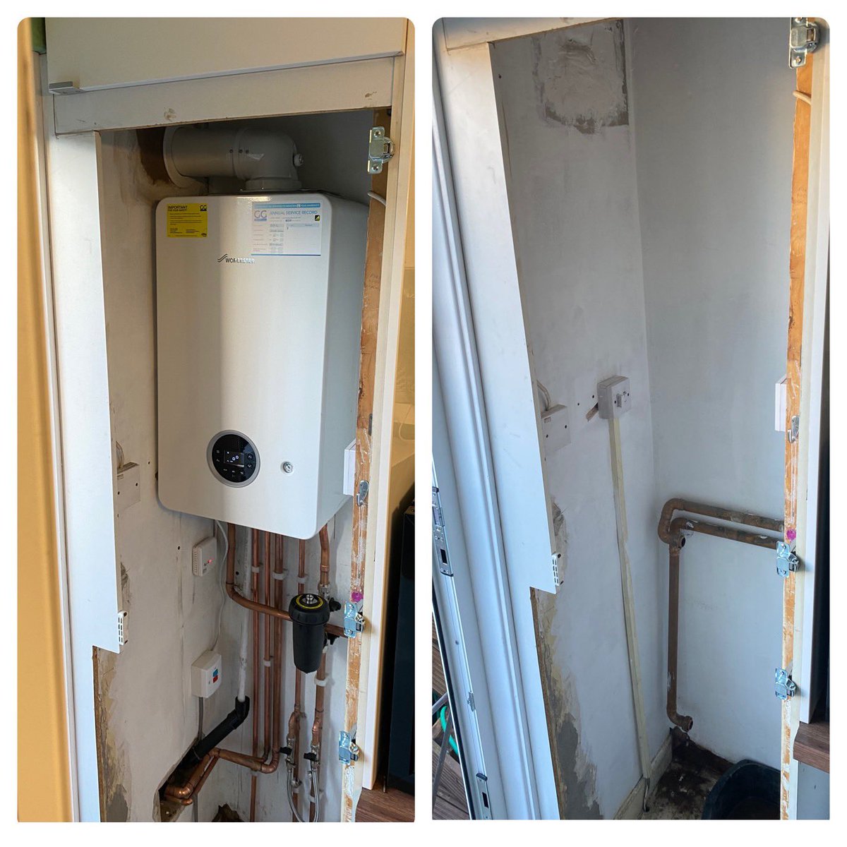 GrahamsGasUK's tweet photo. New install carried out a few weeks ago. Upgrading an old fuel burning appliance with a primatic system into a combi system with new Worcester Bosch boiler with a 6 year warranty.

Thanks to @saheatingservices  @pdc_gas  #gassafe #worcesterboschproffesional https://t.co/U1EneJVjMS