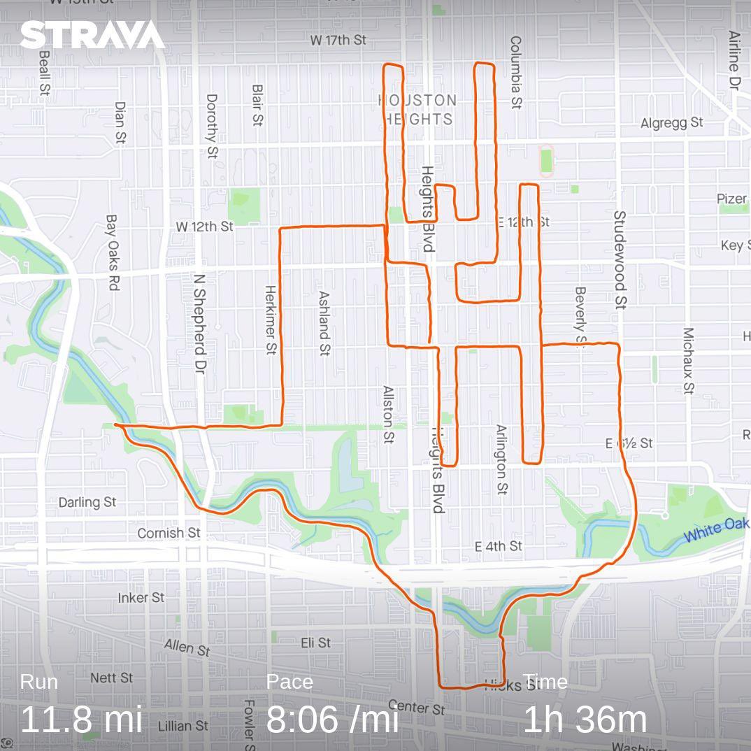TxTopo72's tweet photo. Check out my run on Strava.
https://t.co/qAy7KenrER   Sunday morning run for a great Cougar Weekend! #GoCoogs #ForTheCity #WeAreHouston #HouHeights https://t.co/Ospf6M2kyH