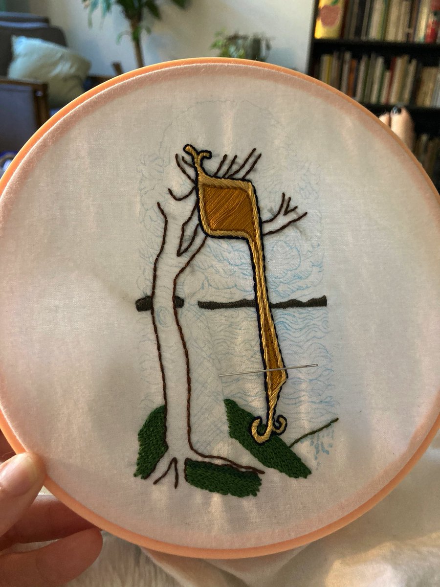akadevo's tweet photo. In-progress shot of my first Yiddish embroidery project, the letter vov from Ben-Tsiyon’s Kinstlerisher alef-beys. 

📖: https://t.co/s6HsMdzFJY https://t.co/joXt9wJCSL