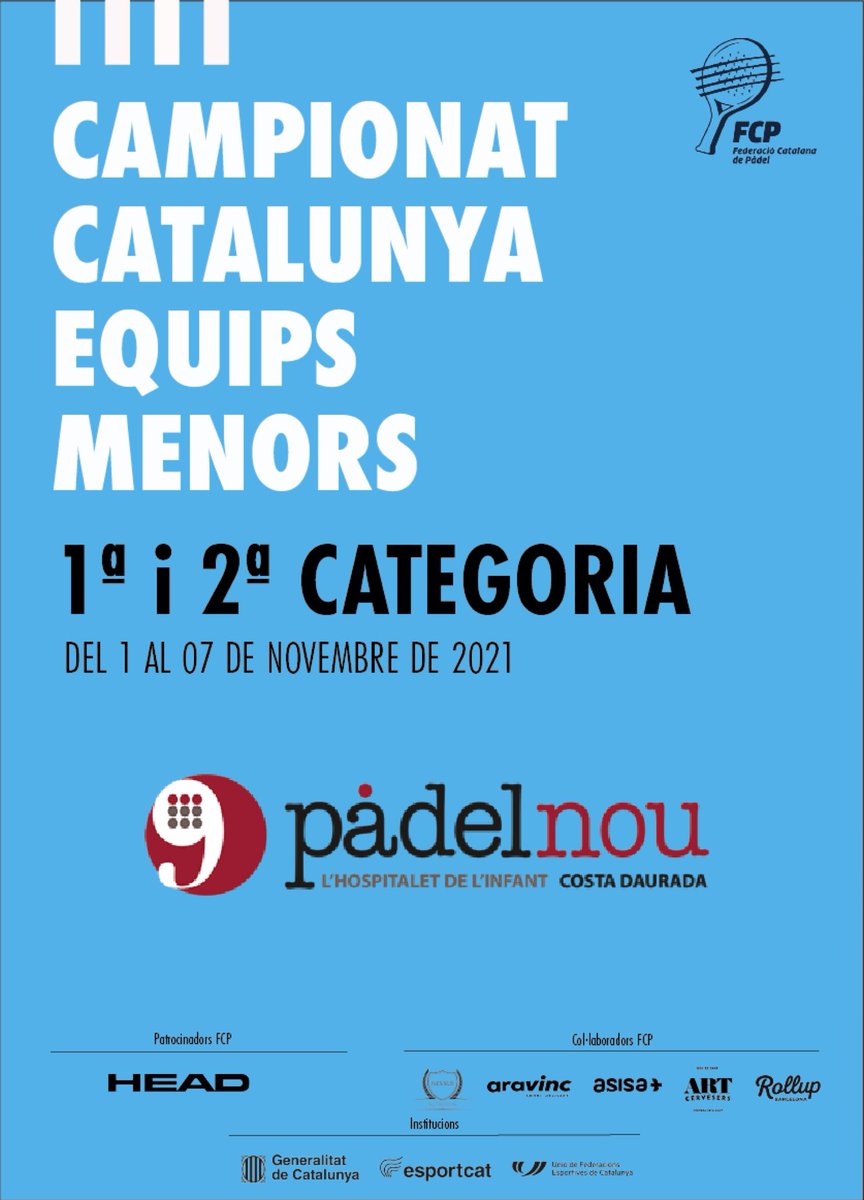 🏆Campionat de Catalunya de Pàdel per Equips de 1a de #MenorsFCP
📍<a href="/padelnouclub/">Padelnou Club</a> 

🚹 <a href="/PadelMataro/">Padel Indoor Mataro</a> vs CT Andres Gimeno

🚺 <a href="/PadelMataro/">Padel Indoor Mataro</a> vs CT Andres Gimeno

Encreuaments i horaris
👉 ow.ly/77Ac30rZJei

#Pàdel #Català #CtCATEqFCP