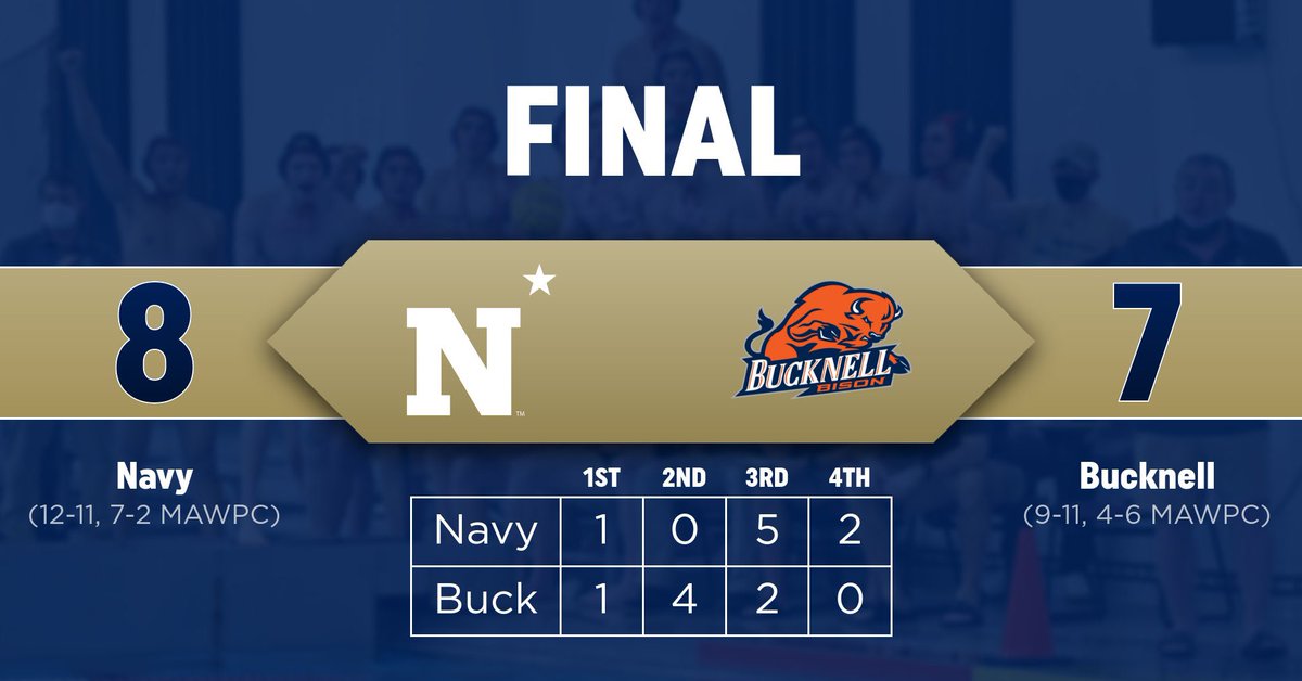 NavyWaterPolo's tweet image. FINAL: Navy 8, Bucknell 7. 

Comeback complete!! Mids score 7 of final 9 goals to claim the victory! #GoNavy