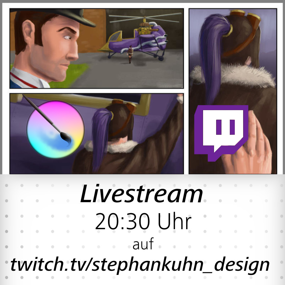 StephanKuhn11's tweet photo. Heute um 20:30 Uhr läuft wieder mein Livestream auf Twitch!
#TwitchDE #twitchtv #steampunk #comic #artsream
https://t.co/cxSuOt7aex https://t.co/QqEf6qQ1Es