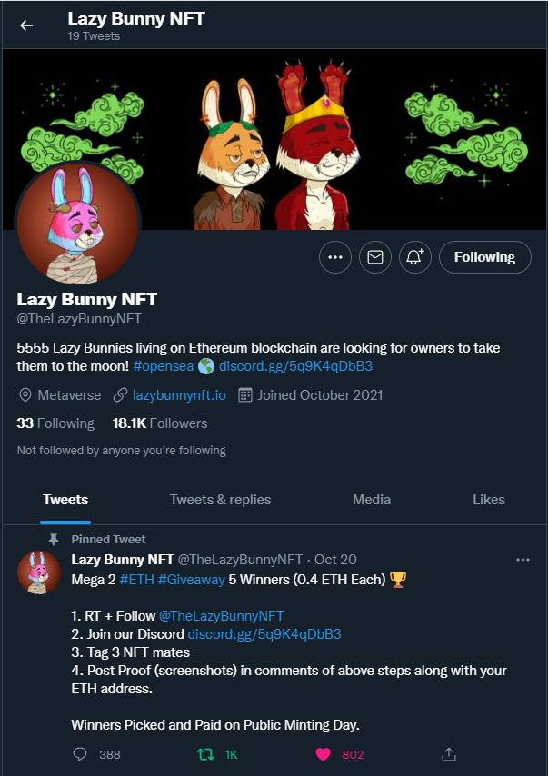 eth_tyler59's tweet photo. @TheLazyBunnyNFT @thetaty59 @CapitalClarke @Itsme_shhh join the discord some cool giveaways https://t.co/qJ7WKvZxJG