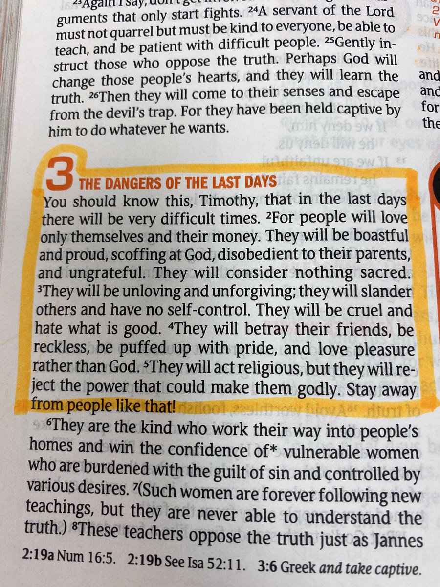 REEDmySlogan's tweet photo. Paul describes in 2 Timothy exactly what is happening today. Man loves evil and hates good. https://t.co/1WOpTmaFUb