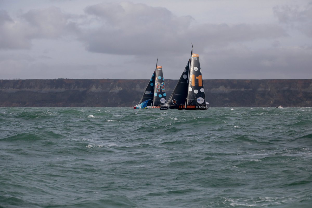 11thHourTeam's tweet photo. ⛵️🏁 Off to the Races 🏁⛵️
Not 1️⃣, but2️⃣ #11thHourTeam #IMOCA's crossed the start line in the @TransatJV from Le Havre 🇫🇷 in 15-20 knots of 💨
Get ready to have your 👀 glued to the race tracker and ✅ in for all the onboard updates ➡️ https://t.co/4mjuvgx5sG https://t.co/1FwEyb9KSc